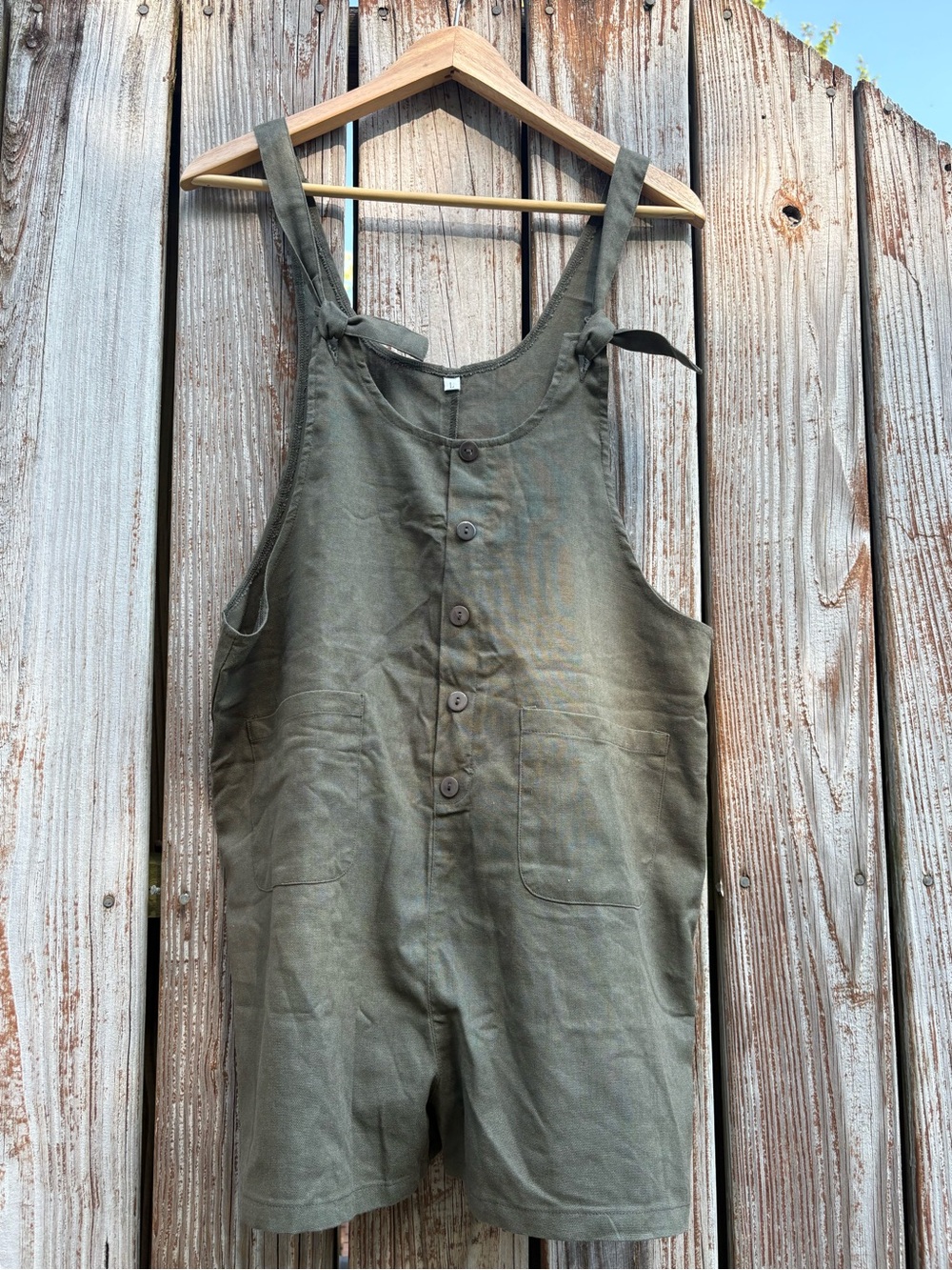 Women’s Olive Green Button-Front One-Piece Romper